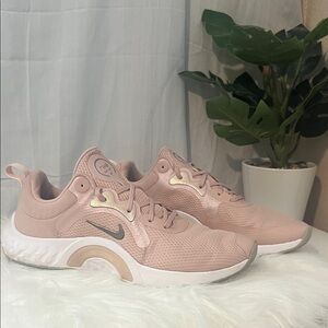 Nike Women's Blush Pink Mesh Sneakers with Metallic Accents
